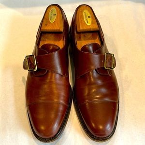 Mens Ferragamo Cognac colored size 10D cap toed shoes.